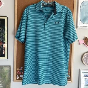 Under Armour Polo Blue Stripes Men’s Medium